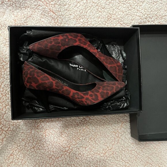 Saint Laurent red Leopard print 90s Kitten heels - Picture 11 of 12